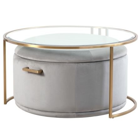 Round Glass Top Center Tables with Storage Perfect Addition to Living Room Furniture (Στρογγυλό Γυαλί Πάνω Κέντρο Τραπέζια με Αποθήκευση) 1