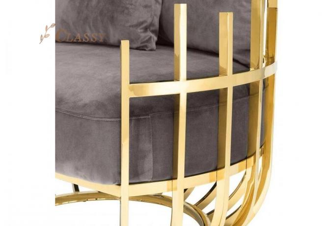 Eichholtz Santorini Velvet Single Sofa Καρέκλα Καρέκλα με πλαίσιο από ανοξείδωτο χάλυβα 5