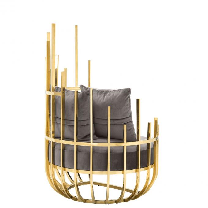 Eichholtz Santorini Velvet Single Sofa Καρέκλα Καρέκλα με πλαίσιο από ανοξείδωτο χάλυβα 3