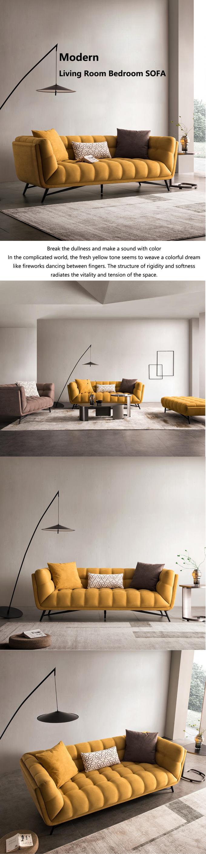 Τούφτο Τομεακό Loveseat Κοιμιστής Καναπέ κρεβάτι Τραβήξτε έξω Κίτρινο βελούδο 1