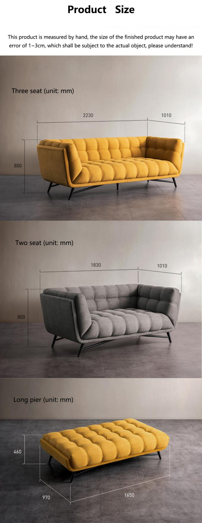 Τούφτο Τομεακό Loveseat Κοιμιστής Καναπέ κρεβάτι Τραβήξτε έξω Κίτρινο βελούδο 4