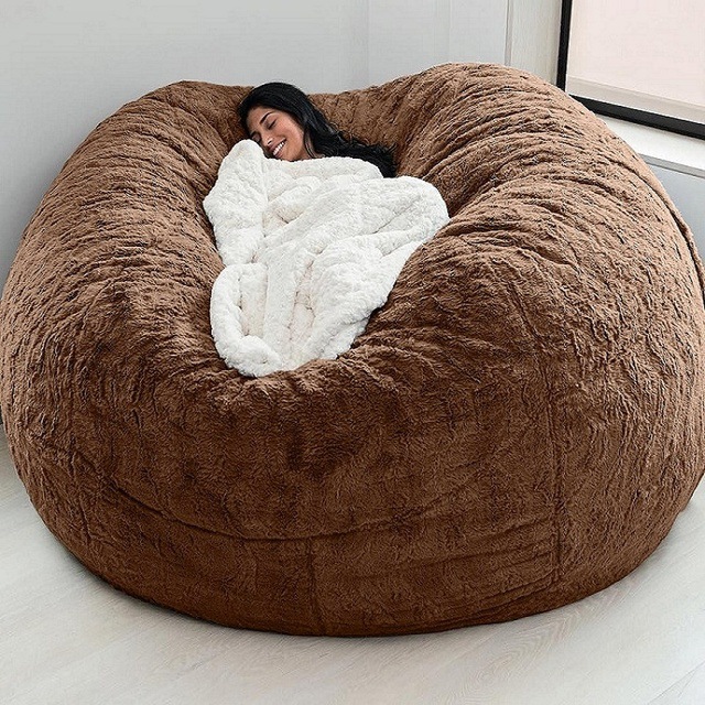 Εξωτερική 7Ft Γίγαντα Φασόλια Τύπου Καρέκλα Lounge Soft Fux Fur υφασματικό EPS γεμίσει 8