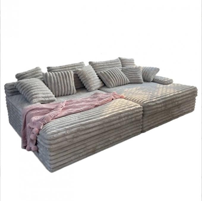 Σύγχρονο Υφασμάτινο Καναπέ Corduroy Chaise Lounge Σετ Καναπέ Door-to-Door Cinema Sleeper Για Σύγχρονο Σαλόνι 3