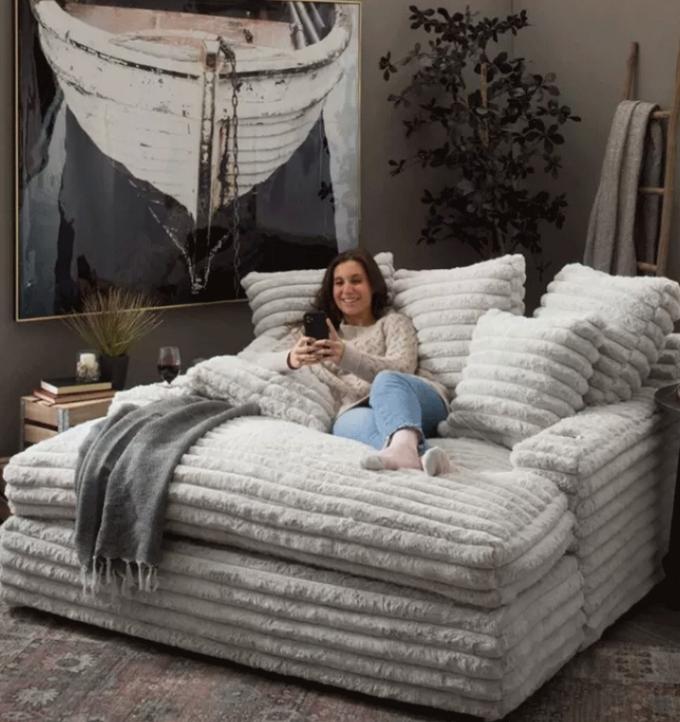 Σύγχρονο Υφασμάτινο Καναπέ Corduroy Chaise Lounge Σετ Καναπέ Door-to-Door Cinema Sleeper Για Σύγχρονο Σαλόνι 4