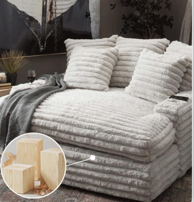 Σύγχρονο Υφασμάτινο Καναπέ Corduroy Chaise Lounge Σετ Καναπέ Door-to-Door Cinema Sleeper Για Σύγχρονο Σαλόνι 8