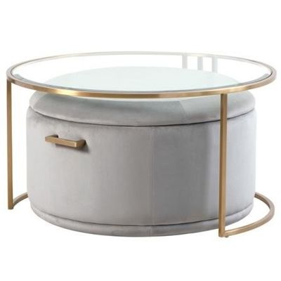 Round Glass Top Center Tables with Storage Perfect Addition to Living Room Furniture (Στρογγυλό Γυαλί Πάνω Κέντρο Τραπέζια με Αποθήκευση)