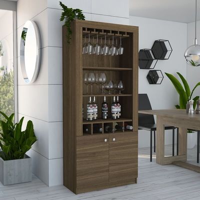 Βιομηχανικό μπαρ γωνιακό νυφικό ντουλάπι με ξύλινα ράφια τοίχο τοποθετημένο σχεδιασμό